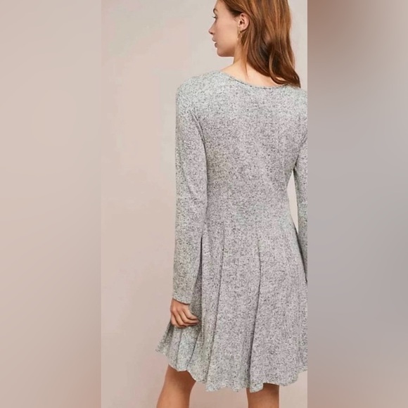 Anthropologie Dolan Gray Fleece Knit Ling Sleeve Sweater Dress Pleated - Picture 2 of 5